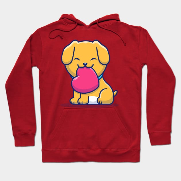 Cute Dog Bitting Love Hoodie by Catalyst Labs